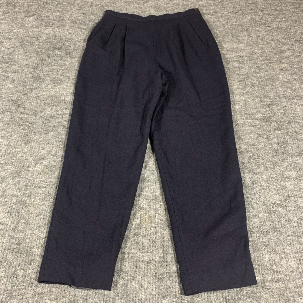 VTG Jones New York Dress Pants Womens 12 Blue Pleated Trousers Woolmark Wool 90s